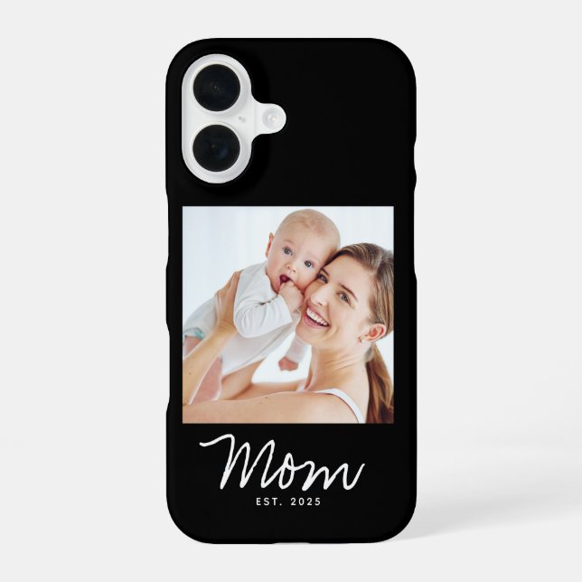 Black Mom Established Script Photo iPhone 16 Case (Back)