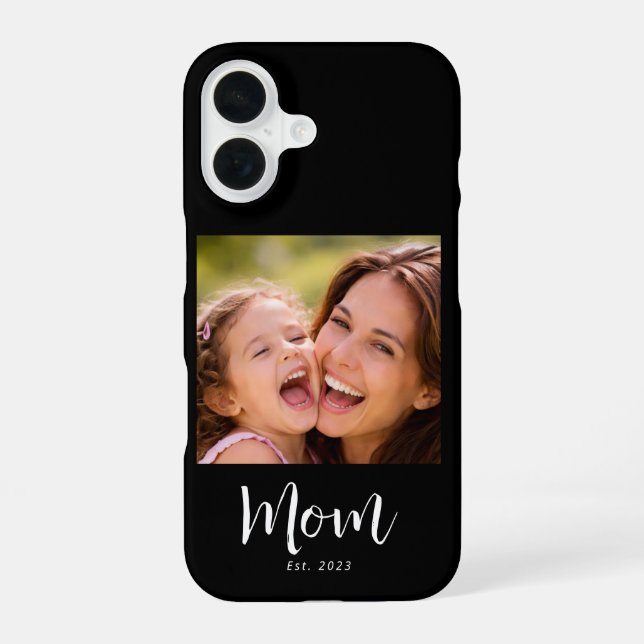 Black Mom Established Script Photo iPhone 16 Case (Back)