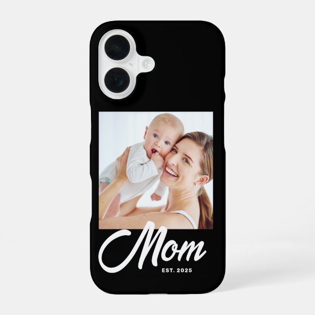 Black Mom Established Script Photo iPhone 16 Case (Back)