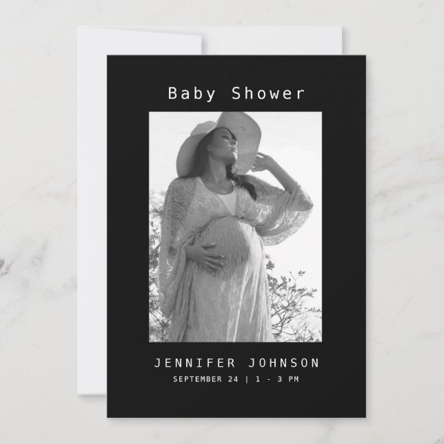 Black Mom-to be Photo Baby Shower  Invitation (Front)