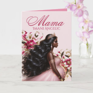 Black Mom To Be Pink Gold Royal Baby Shower Card