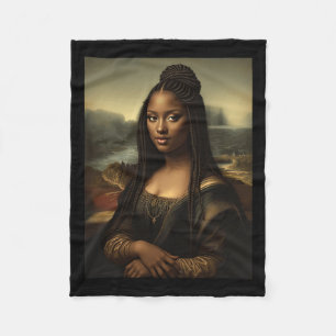 Black Mona Lisa African American Black History Mon Fleece Blanket