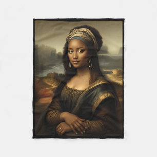 Black Mona Lisa African American Black History Mon Fleece Blanket