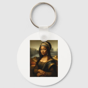 Black Mona Lisa African American Black History Mon Keychain