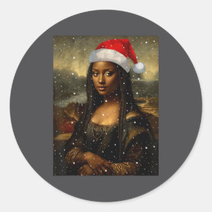 Black Mona Lisa African American Christmas Santa H Classic Round Sticker