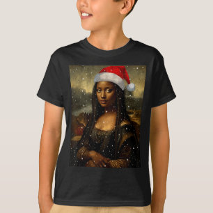 Black Mona Lisa African American Christmas Santa H T-Shirt