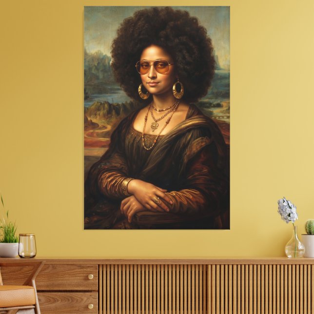 Black Mona Lisa Afro 1970s Canvas Print (Insitu(LivingRoom))