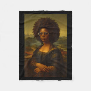 Black Mona Lisa Afro African American Black Histor Fleece Blanket