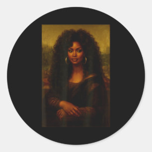 Black Mona Lisa Afro African American Melanin Blac Classic Round Sticker