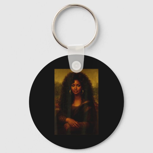Black Mona Lisa Afro African American Melanin Blac Keychain (Front)