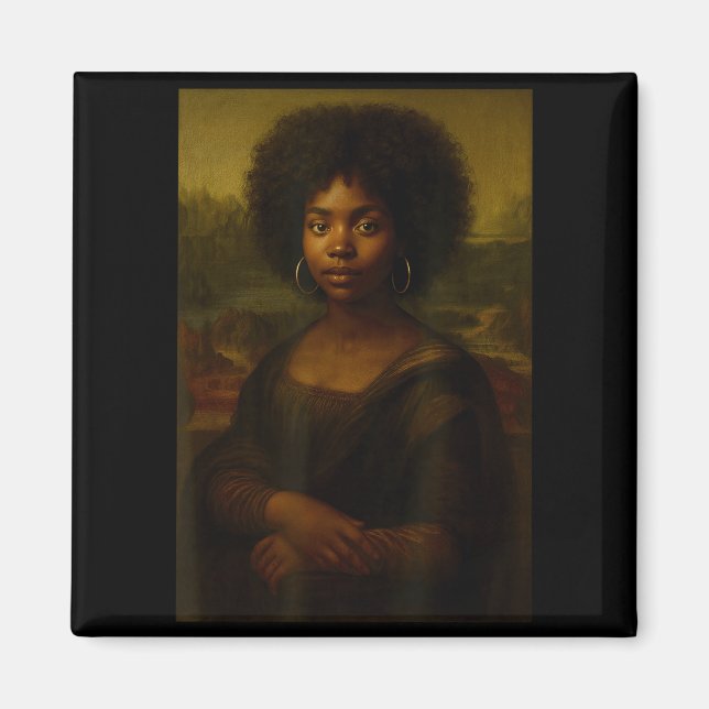 Black Mona Lisa Afro African American Melanin Blac Magnet (Front)