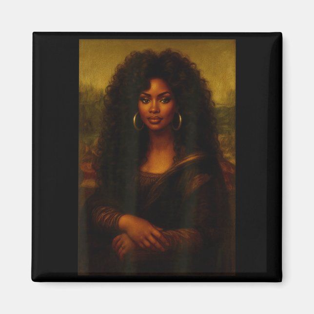 Black Mona Lisa Afro African American Melanin Blac Magnet (Front)
