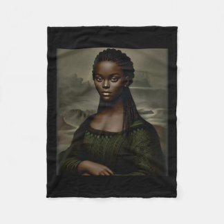 Black Mona Lisa Black History Month African Americ Fleece Blanket