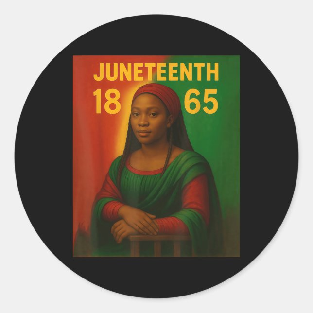 Black Mona Lisa Graphic Afro African American June Classic Round Sticker (Front)