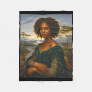 Black Mona Lisa Graphic Afro African American June Fleece Blanket