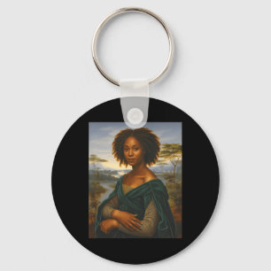 Black Mona Lisa Graphic Afro African American June Keychain