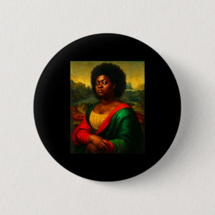 Black Mona Lisa Side Eye Afro Woman Black History 2 Inch Round Button