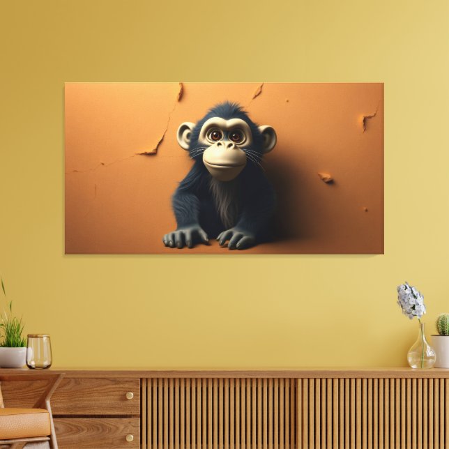 Black monkey canvas print (Insitu(LivingRoom))