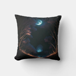 Black & monn night  throw pillow