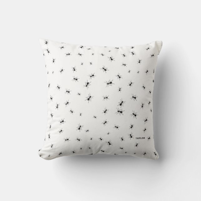 Black Monochromatic Ants Pattern Custom Pillow (Front)