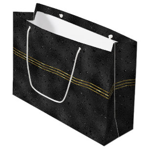 Black monochromatic glam sparkling background large gift bag