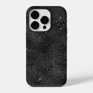 Black monochromatic glittery background iPhone 14 pro case