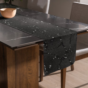 Black monochromatic glittery background long table runner