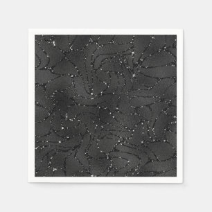 Black monochromatic glittery background napkin