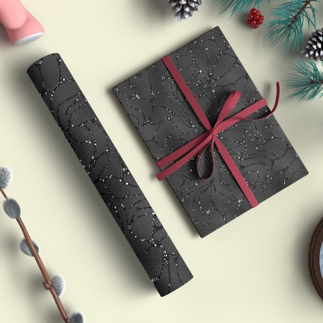 Black monochromatic glittery background wrapping paper (Creator Uploaded)