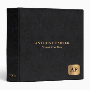Black Monochromatic Leather Look   Binder