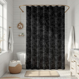 Black Monochromatic Vintage Damask Pattern
