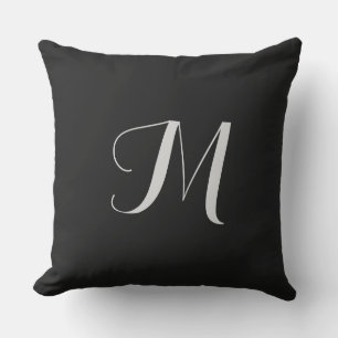 Black Monogram 20x20 Outdoor Pillow
