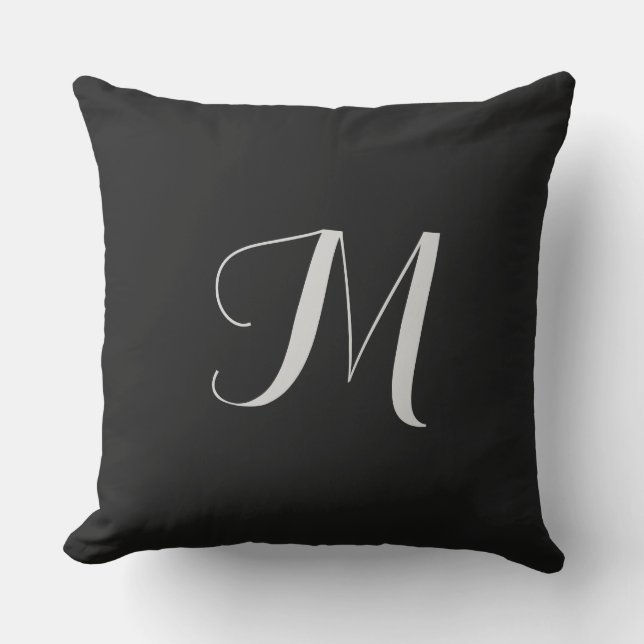 Black Monogram 20x20 Outdoor Pillow (Front)