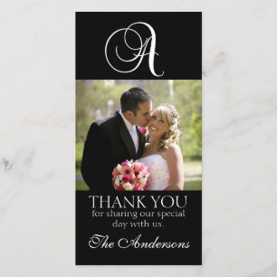 Black Monogram A Wedding Thank You Photo Card