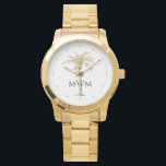 Black Monogram Artistic Tropical Gold Palm Tree Watch<br><div class="desc">Customize this monogrammed watch featuring an artistic golden palm tree and black text with your own special touch. You can change the monogram,  palm tree and clock time markers to your favourite colours. Makes a great gift for any occasion.</div>