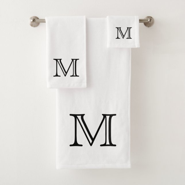 Black Monogram Bath Towel Set (Insitu)