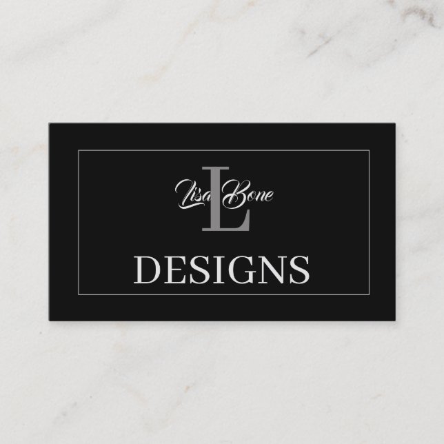 Black Monogram business card  (Front)