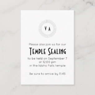 Black Monogram Circle Temple Sealing Invitation