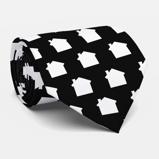 Black Monogram Contractor Architect Real Estate Tie (Rolled)