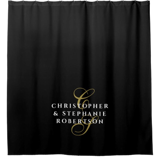 Black Monogram Couple Gold White Minimalist Chic (Front)