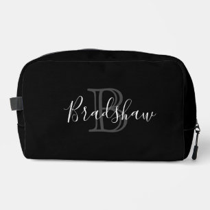 Black Monogram Custom Name Dopp Kit