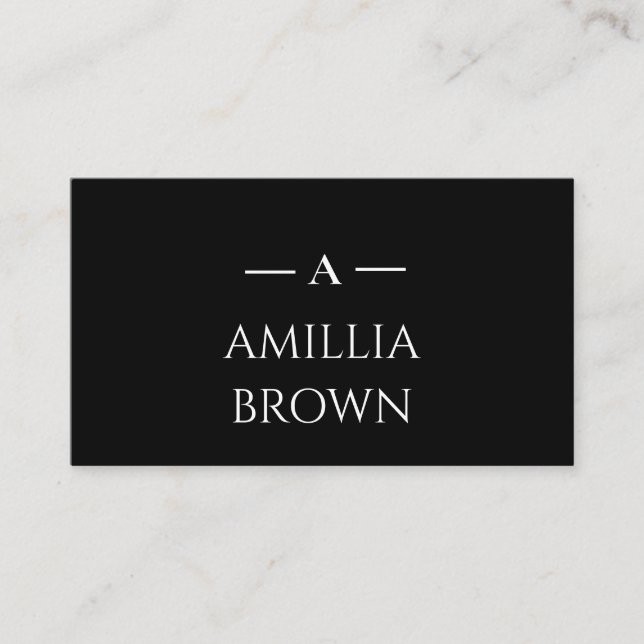Black Monogram | Elegant Custom Minimal Business Card (Front)