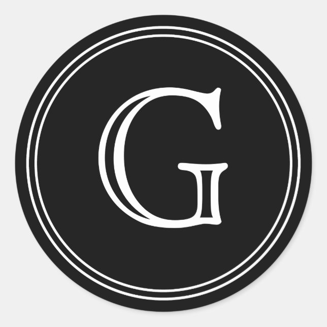 Black Monogram Envelope Seals Favour Tags (Front)