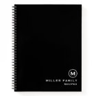Black Monogram Gift Message Family Recipe Book