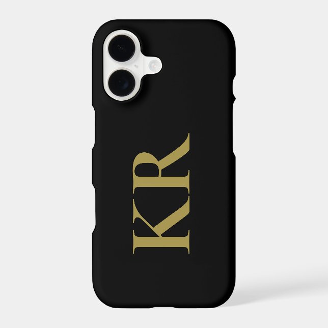 Black Monogram Gold Initials Minimal Stylish Men  (Back)