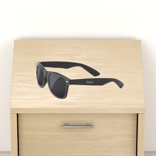 Black monogram initails name minimalist sunglasses