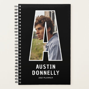 Black Monogram Initial 'A' Photo Planner