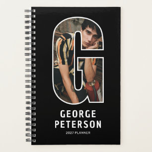 Black Monogram Initial 'G' Photo Planner