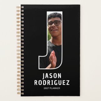 Black Monogram Initial 'J' Photo Planner