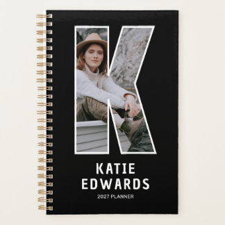 Black Monogram Initial 'K' Photo Planner